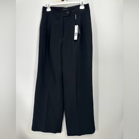 ELIE TAHARI Womens Black Pleat Front Wide Leg Trouser pants US 6 NWT $295 - Picture 1 of 4